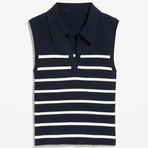 Rib-Knit Crop Polo Sweater